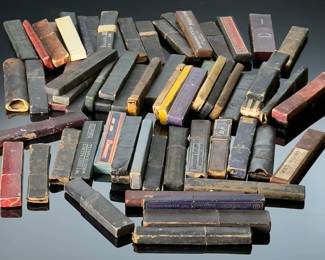  Lot of 67 empty antique straight razor boxes