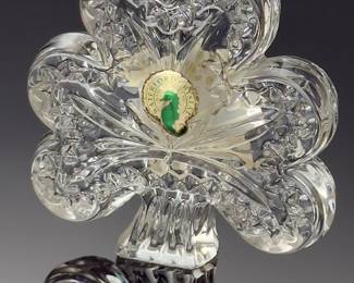 Waterford Crystal Heritage Shamrock Paperweight Clear Cut Crystal #11707