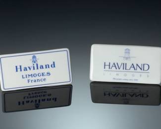 Lot of 2 Vintage HAVILAND LIMOGES Porcelain Dealer Promo Store Signs 