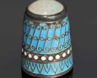 David Anderson Norway Thimble Enamel 925 Sterling Silver Stone Top 