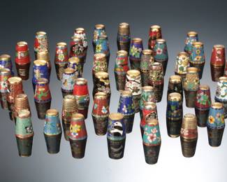 Lot of 51 Vintage Chinese Cloisonne Thimbles Brass & Enamel 