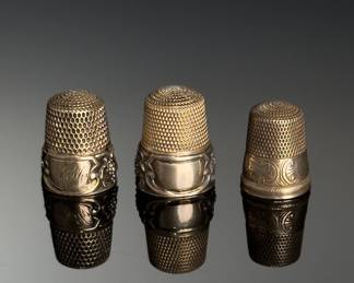 Lot of 3 Antique Simons Brothers Grape Vine Thimbles Sterling Silver 