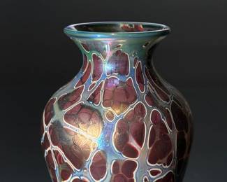 Studio Art Glass Vase Iridescent Signed Mario Real