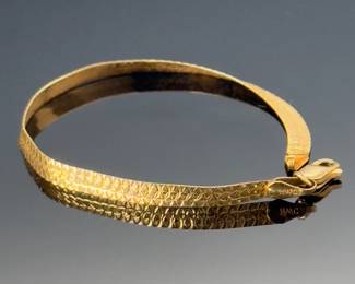 14k Gold Hana Weiss Italy Etched Herringbone Bracelet