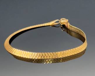 14k Gold Hana Weiss Italy Etched Herringbone Bracelet