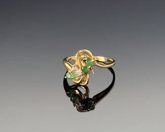 10k Gold Diamond & Emerald Cocktail Ring 