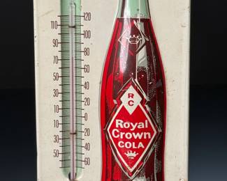 Vintage RC Royal Crown Cola Thermometer Embossed Bottle Advertising Sign 