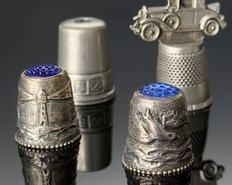 Lot of 8 Pewter Thimbles 