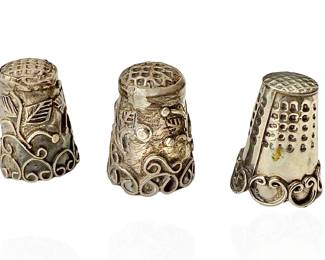 Lot of 3 Vintage Mexico Silver Thimbles 
