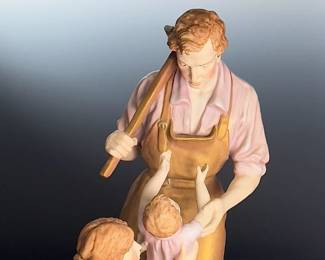 Antique Royal Dux Porcelain Figurine Blacksmith  Family 11559