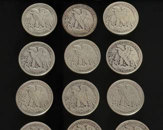 Lot of 14 Pre 1947 Walking Liberty Half Dollar Coins 1/2 