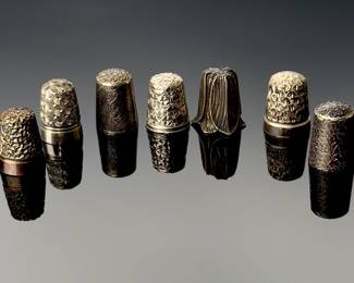 Lot of 7 Antique Silver Thimbles 