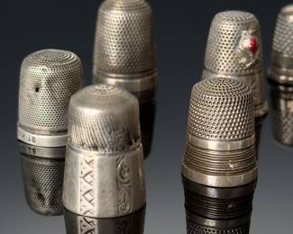 Lot of 11 Antique Silver Thimbles 