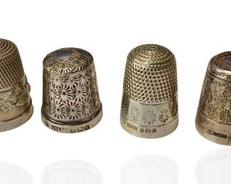 Lot of 4 James Swann & Son Sterling Silver  Thimbles 