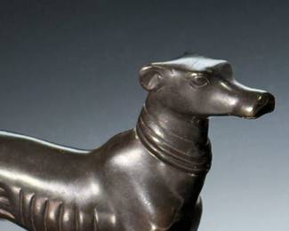 2pc Greyhound Bronze Dog Figurine Statue Italian Whippet Sculpture Pair