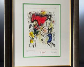 Marc Chagall The Little Red Horse (Le Petit Cheval Rouge) Serigraph Framed Art