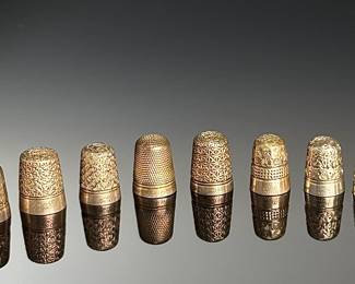 Lot of 8 Antique Charles Horner DORCAS Thimbles Sterling Silver 
