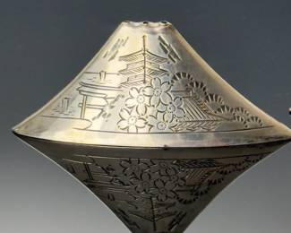 Vintage Japanese Mt Fuji Sterling Silver Salt & Pepper Shakers