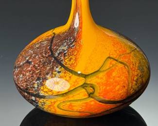 Loan Nemtoi Studio Art Glass Vase Bottle
