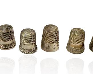 Lot of 6 Antique Thomas Brogan Thimbles Sterling Silver 