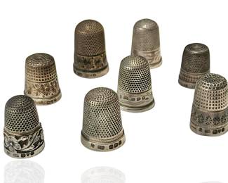 Lot of 8 Antique Charles Horner Thimbles Sterling Silver 