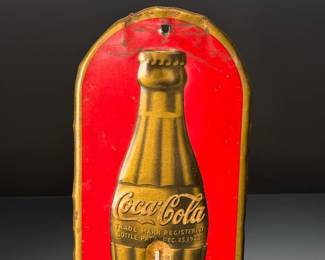  1923 Coca-Cola Bottle Thermometer Red & Gold