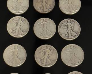 Lot of 14 Pre 1947 Walking Liberty Half Dollar Coins 1/2 