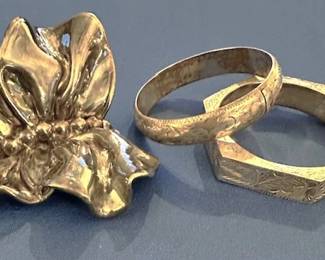 Varsano (Israel) 925 butterfly, and two sterling bracelets.