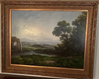 #4. Oil on Canvas landscape and ruins by Wonaco. 4'x3' and framed 5'x4'.