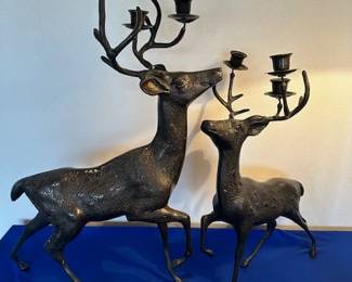 Mid-century Dept. 58 bronze Reindeer.