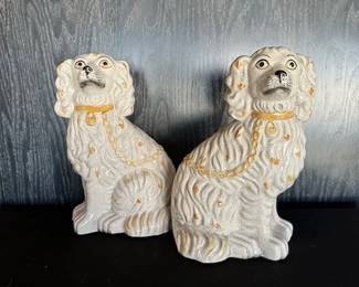 Vintage Fitz & Floyd Staffordshire style white spaniels.