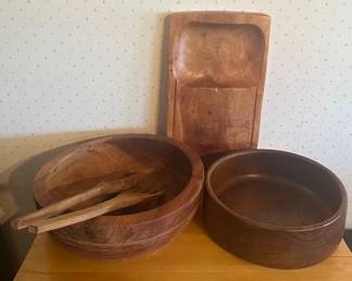 Vintage MCM teak wood salad bowls.