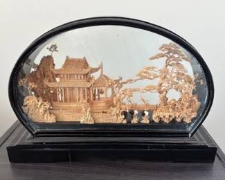 Vintage Chinese cork diorama.