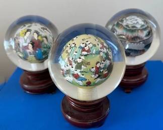 Chinese reverse-painted glass globes.