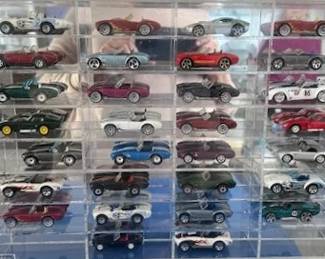 Collection of Hot Wheel cars.