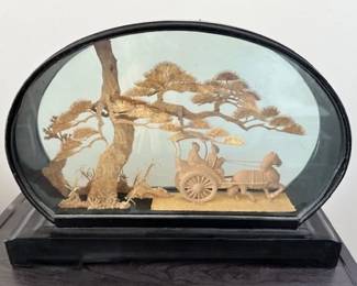 Vintage Chinese cork diorama.