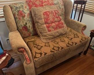 Haverty's loveseats (2) and one ottoman.