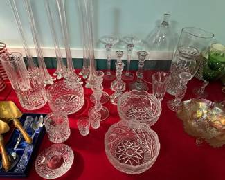 Crystal candle holders, bowls, vases, etc.