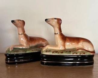 Vintage Fitz & Floyd Whippet dog trinket boxes.