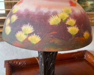 Vintage reverse painted table lamp.