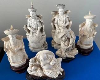 Chinese resin figures and Buddha.