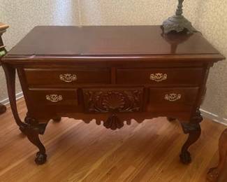#137. Chippendale style mahogany lowboy chest by Georgian Furnishings.
