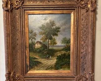 #19. Oil on canvas by American Impressionist Paul Grimm, 15.5"x12" and framed 26"x28".