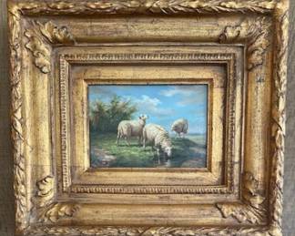 #24. Sheep by Terlou. 5"x7" and framed 14"x11.5".