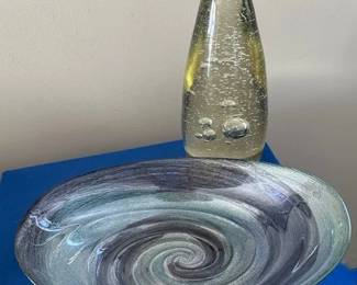 Oval art glass and egg shaped art glass.