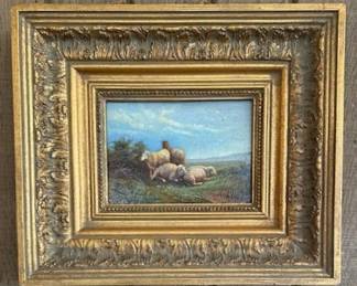 #20. Sheep by Terlou, 5"x7", 14"x11.5" framed.