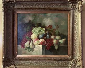 #156 H. Foster floral oil on canvas, 24"x20" and framed 38"x34".