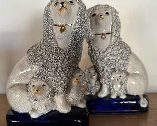 Vintage pair of Fitz & Floyd poodles mantel book ends.