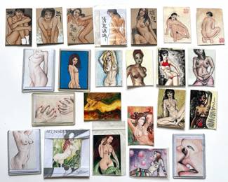 Over 20 Original Miniature Nude Drawings & Paintings By Various Artists, Mostly SIgned
Lot #: 126