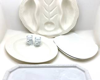 Vintage Tableware: Italian Turkey Platter, 4 Platters By Rosenthal, Wedgwood & More & Cat Creamers
Lot #: 172